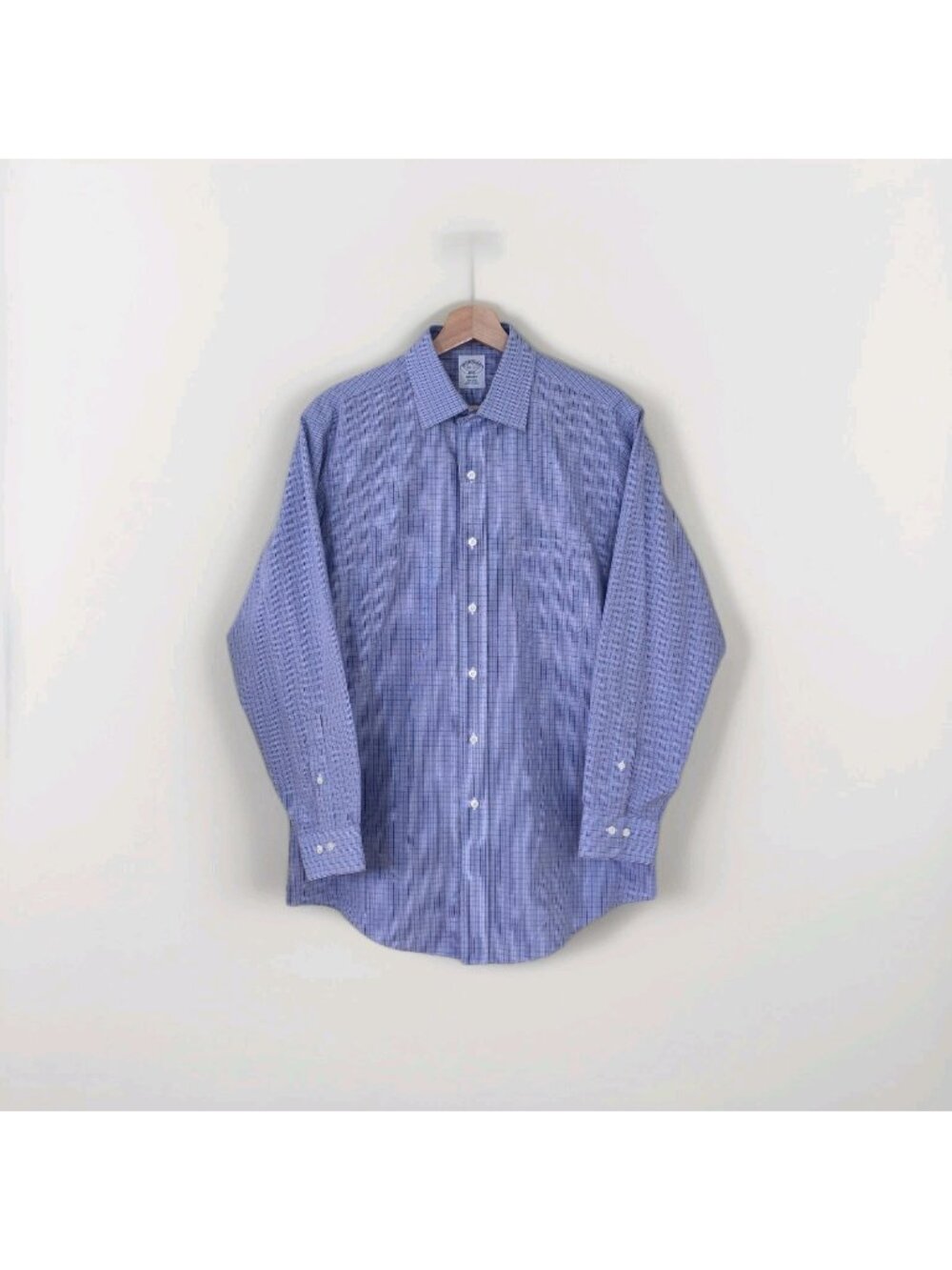 Brooks Brothers Regent Non Iron Shirt Men 15.5 Plaid LS All Cotton Office Travel